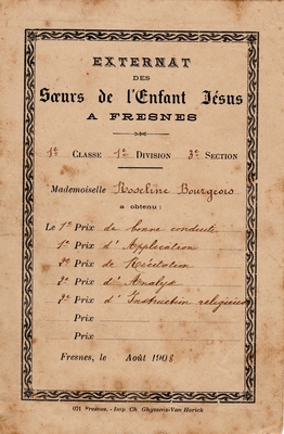 Prix attribué à Roseline Bourgeois à 1908